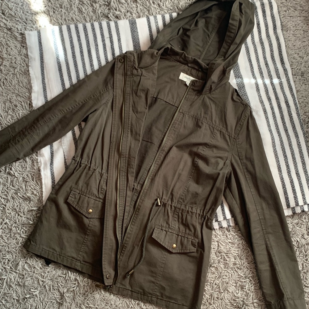 Dark Green Cinched Waist Cotton Jacket Charlotte Russe Size Medium